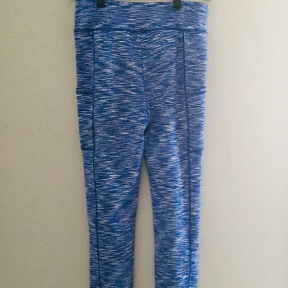 J. Crew Spacedyed Blue And White Stripe Athletic Crop Leggings Size Small - Picture 2 of 5